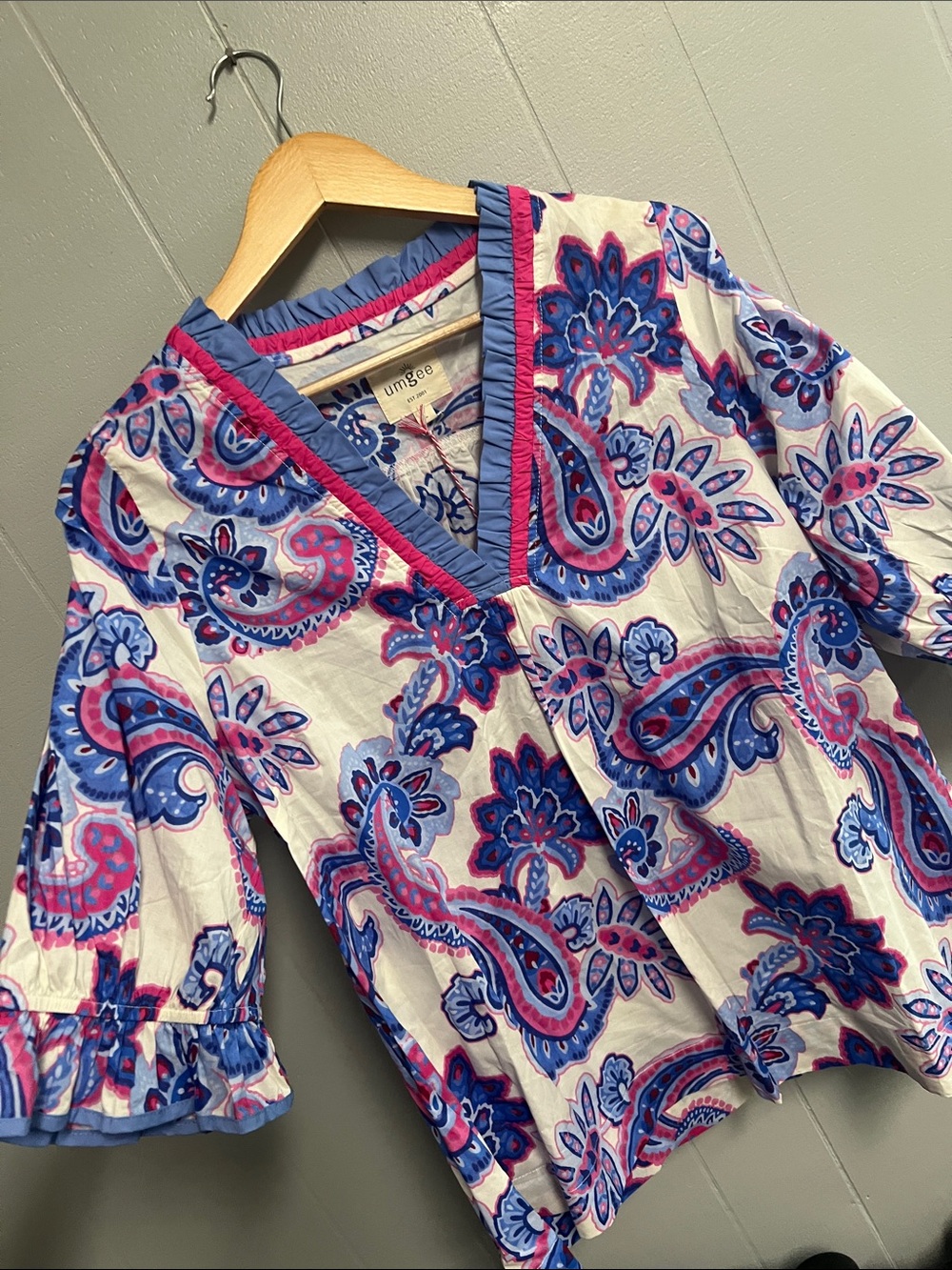 NWT Umgee Floral Ruffle Blouse Large - Picture 8 of 13